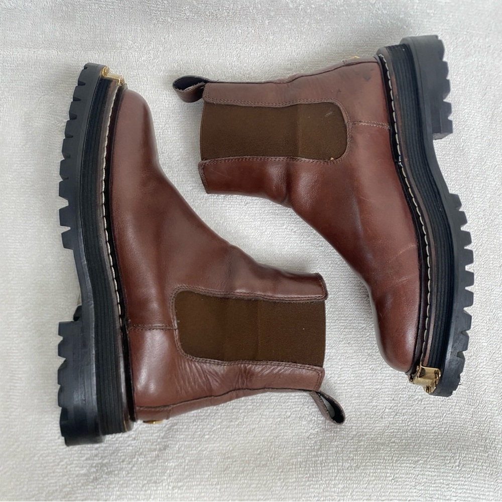 Sandro Paris Women's Brown Leather Chelsea Combat Boot Size 5.5/6 Streetwear - Picture 4 of 16